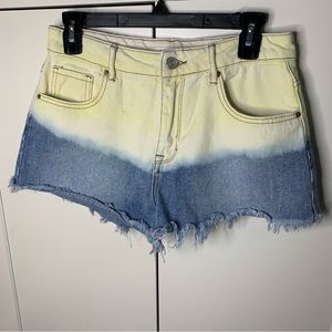 PacSun High Rise Festival Two Tone Ombré Denim Shorts